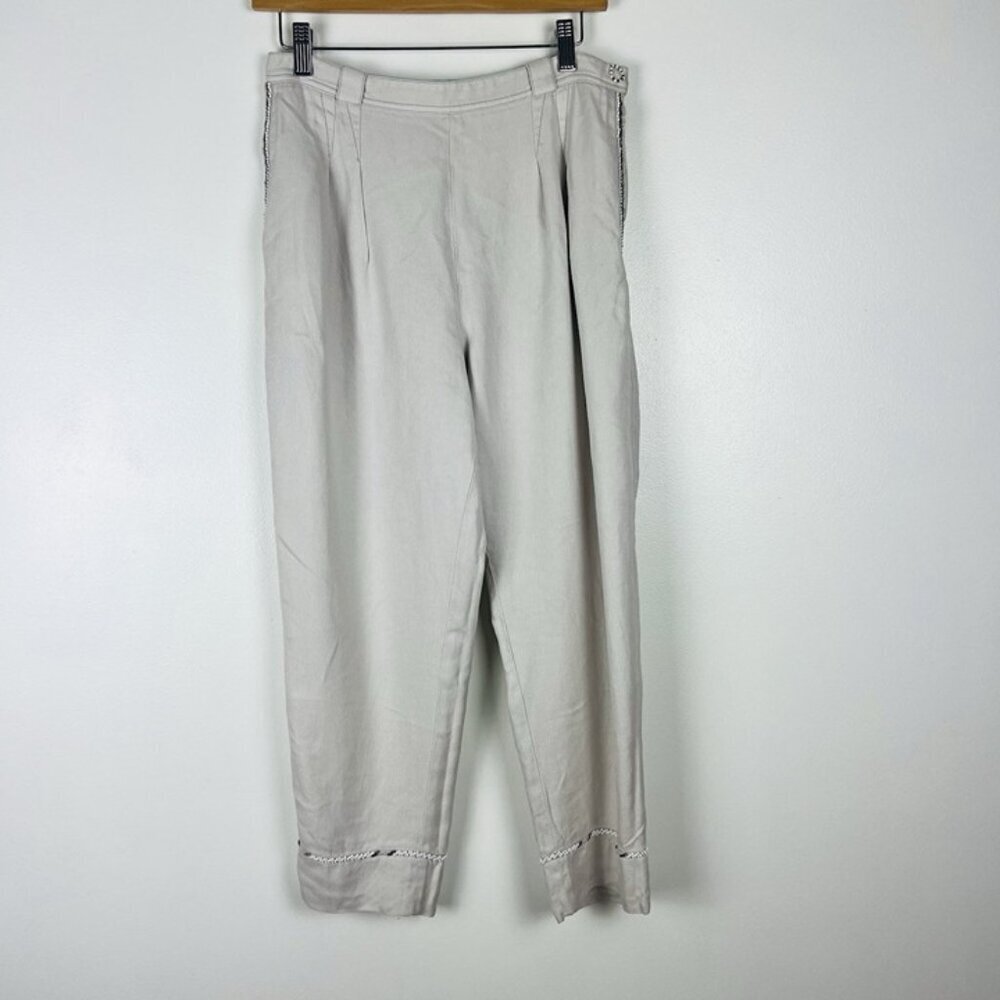 Z Spoke Zac Posen Silk Barrel‎ Pants sz 6 Ankle Length Beaded Boho Chic Resort